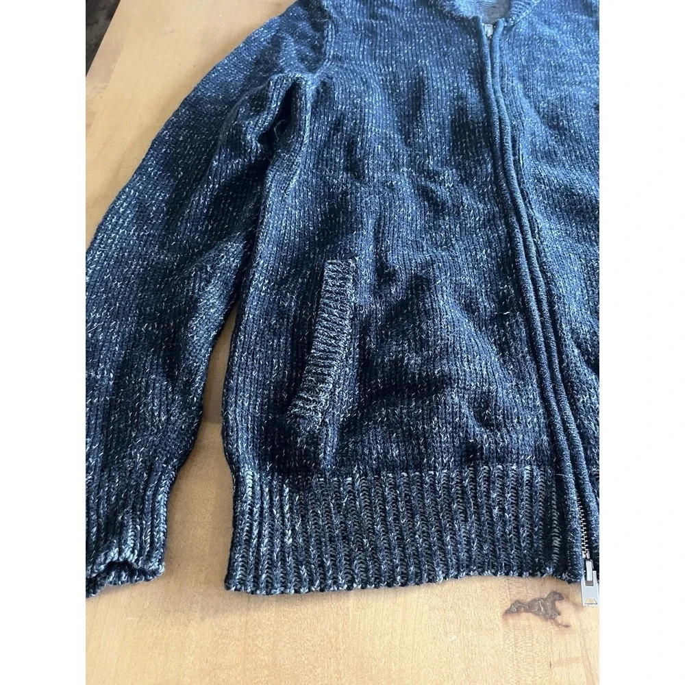 Michael Stars Men's Gray Knit Cotton Cardigan‎ Zip Mock Neck Sz L Large
